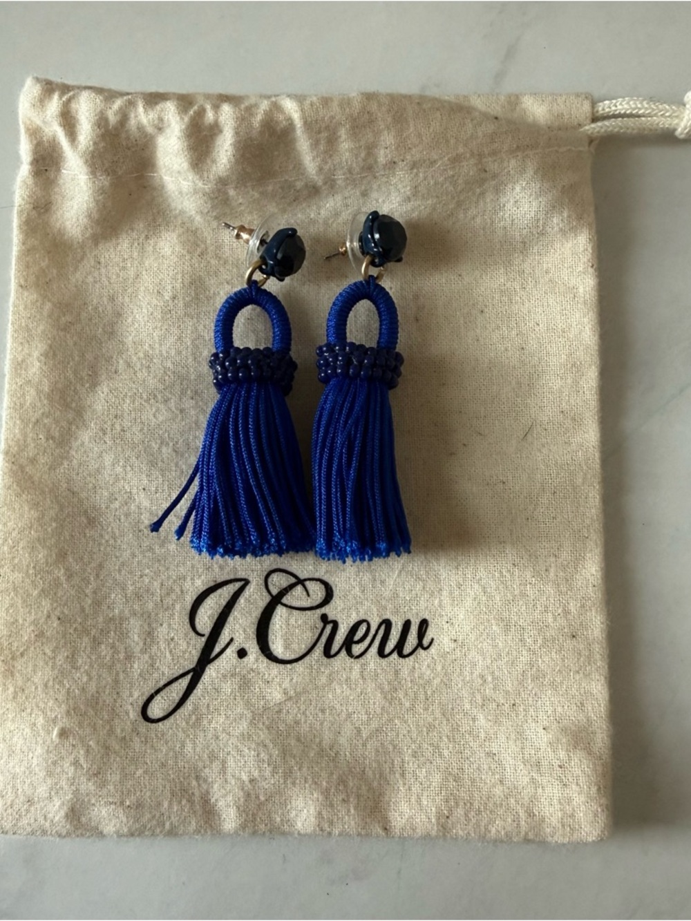J. Crew Royal Blue Tassel Drop Earrings